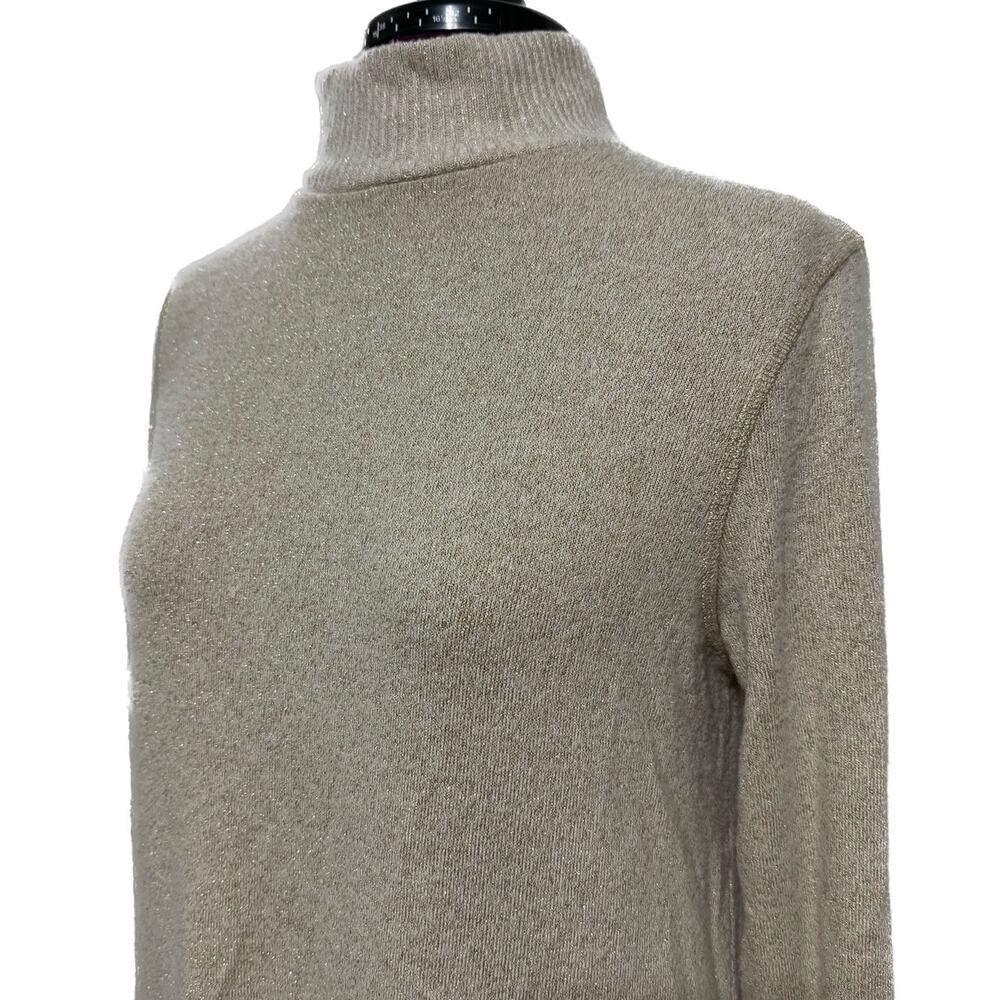 MICHAEL STARS Olivia Sparkle Mock Neck Dress Madison Gold Pockets Gold NWT M - Picture 5 of 10